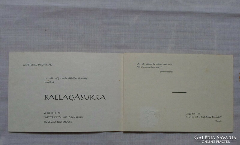 Ballagási meghívó 3.: Debrecen, 1971