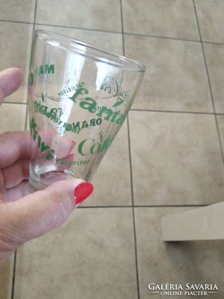 4 soft drink glasses with green inscription for sale! Advertising glass 4 pcs