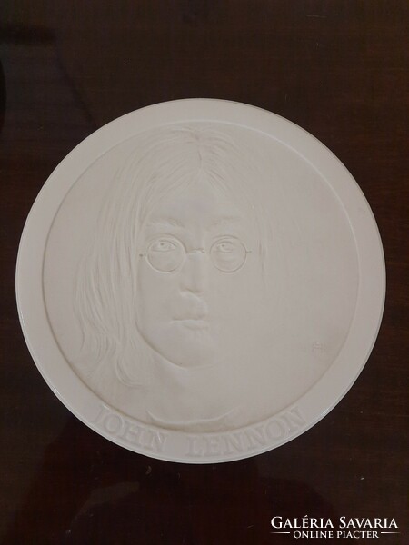 White Herend lithophane John Lennon commemorative plaque! Rare!