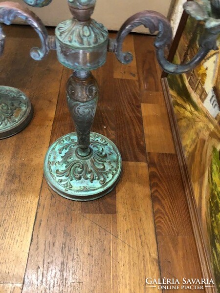 Art Nouveau bronze candle holder set, 34 cm high, 4 pcs