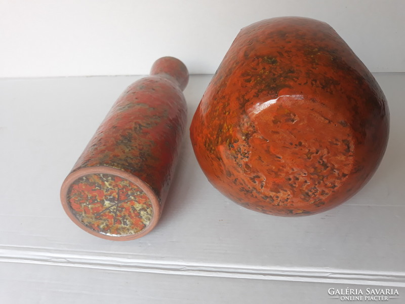 Nagy méretű Tófej kerámia függő kaspó és váza, 37 és 31 cm