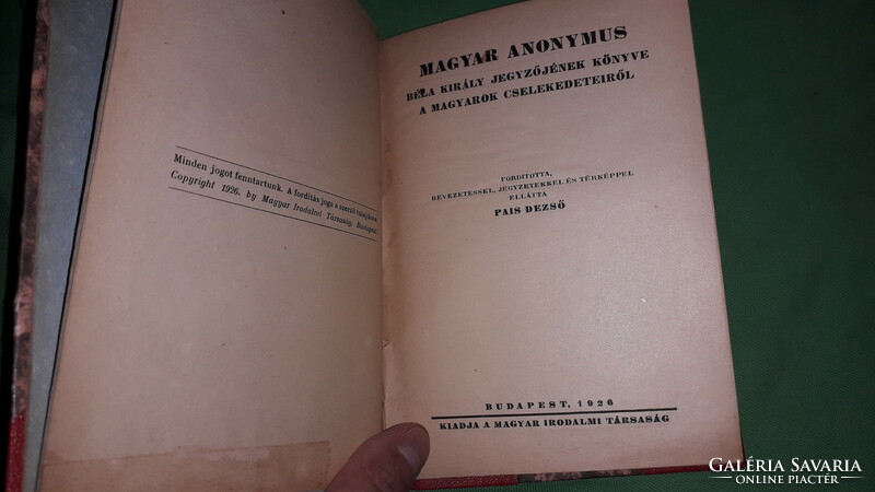 1926. Pais Dezső :Magyar Anonymus antik könyv GYŰJTŐI a képek szerint Magyar Irodalmi Társaság