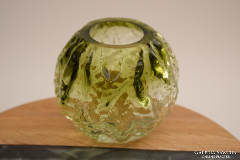 Mid Century Ingrid Glass Zöld Üveg Váza / Retró váza