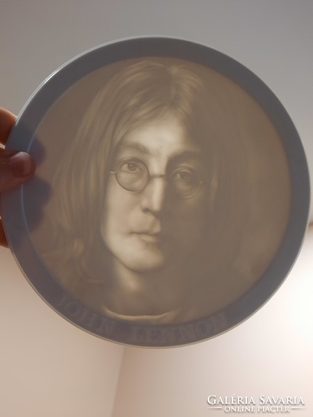 Fehér Herendi litofán John Lennon emlék plakett! Ritka!