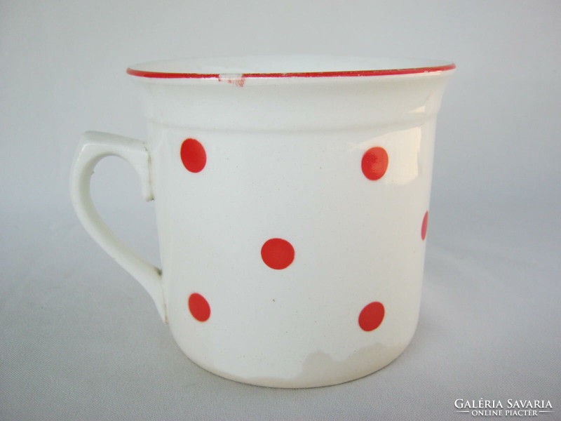 Granite ceramic large mug with red dots