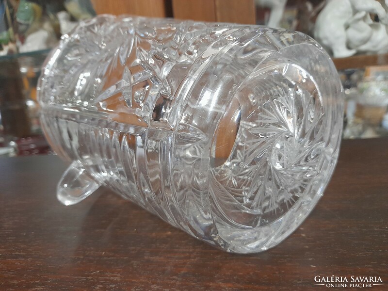 Polished crystal champagne glass, ice bucket, holder.