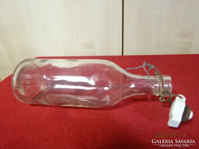 Antique white glass buckle bottle, 0.5 liter. Jokai.