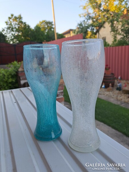 Retro rarer turquoise white vase cracked beautiful veil glass veil karcagi berek bath glass