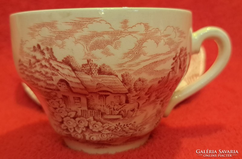 6 English medieval castle porcelain teacups with saucers (m3913)