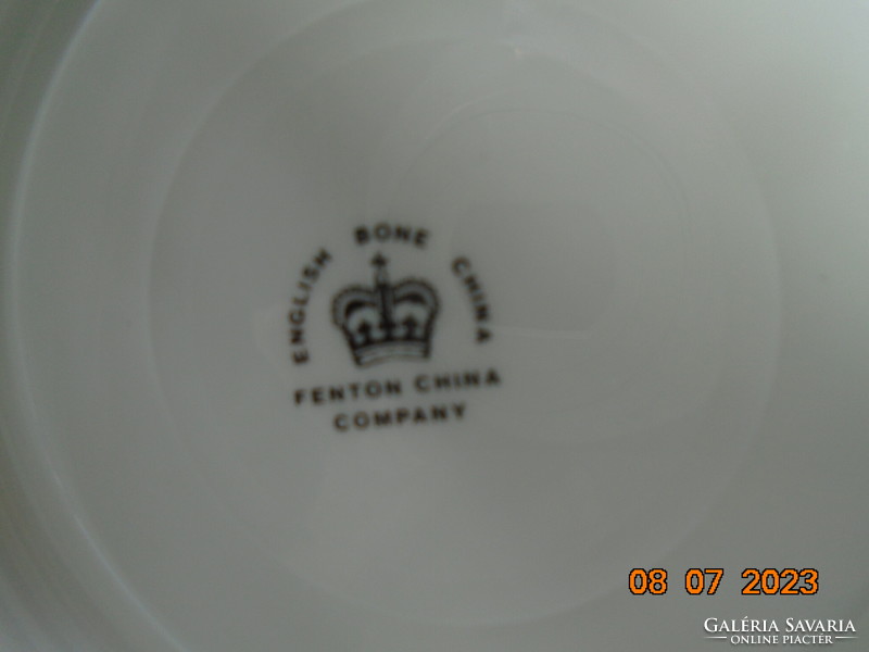 Brand new Fenton antique English fine porcelain colorful flower pattern plate with gold rim strip