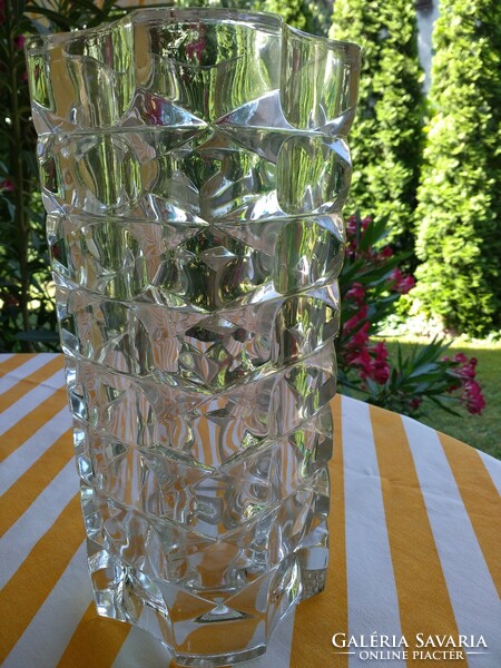 French heavy cast glass vase