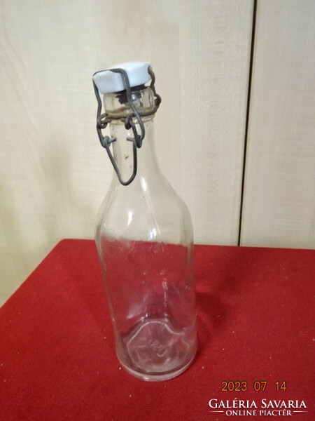 Antique white glass buckle bottle, 0.5 liter. Jokai.