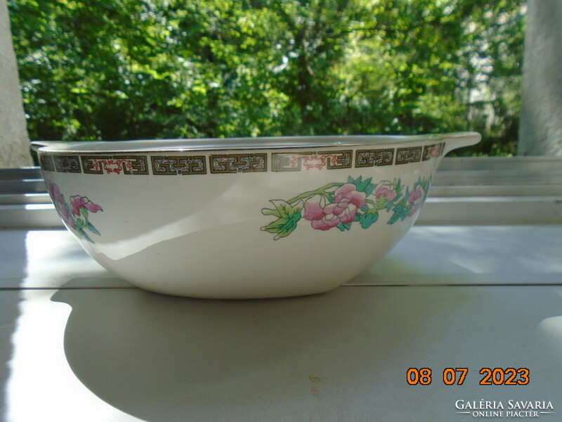 English antique porcelain tray with colorful floral pattern