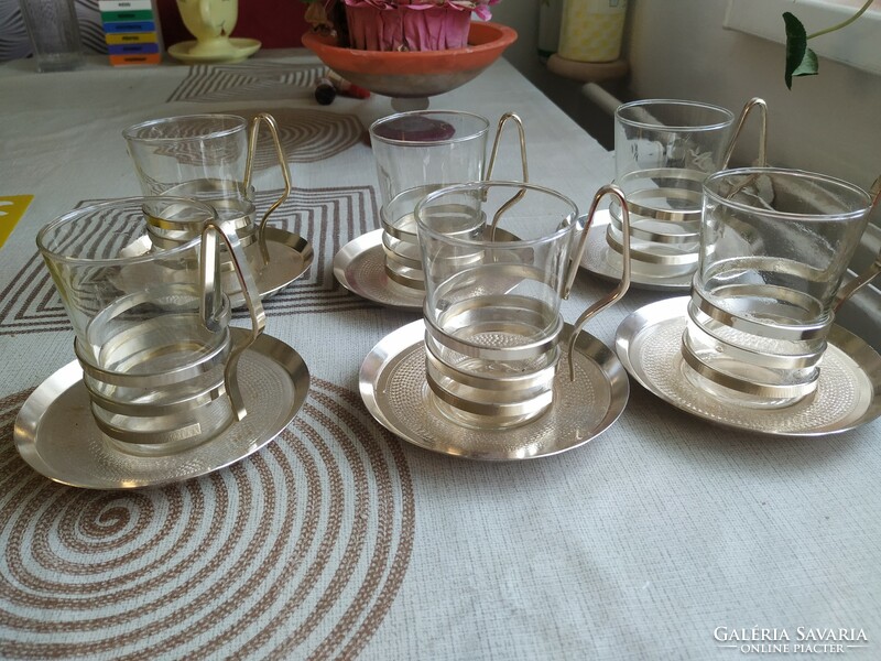 Russian metal tea cup set for sale!