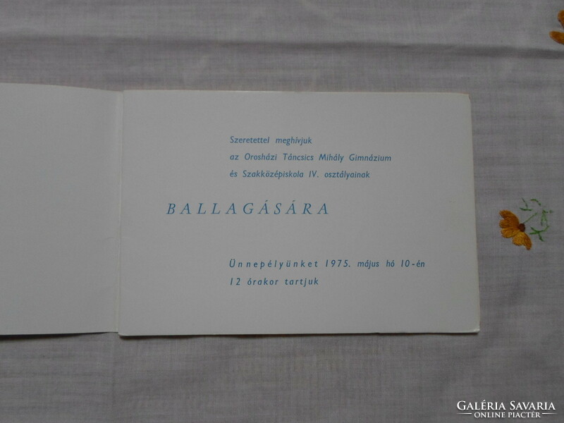 Graduation invitation 5.: Orosháza, 1975