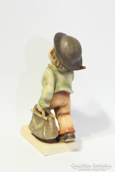 Hummel painted faience young boy with umbrella