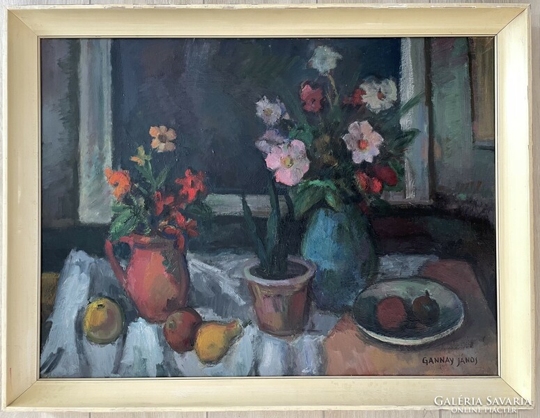 János Gannay (1905-1992) original 60x80 cm gallery oil painting