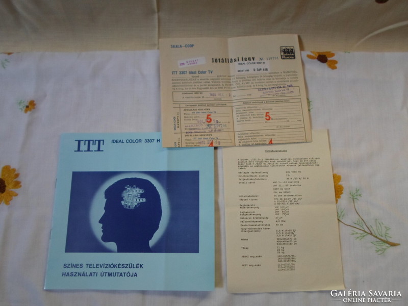 Old retro document 7: Here ideal color 3307 television user manual + 2 documents (1986, TV)