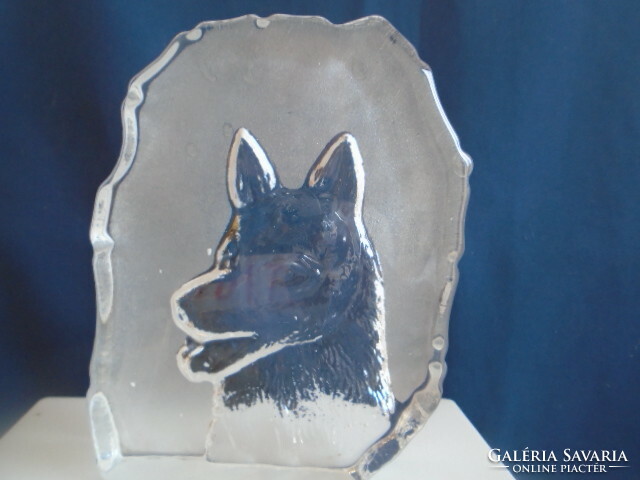 The work of the Swedish manufactory Kosta Boda, crystal glass depicts a heavy wolf figure 1004 grams approx. 16