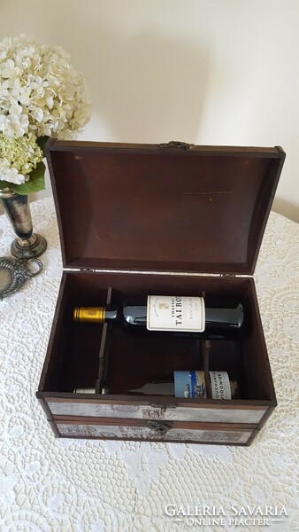 Two-level wooden wine rack in the form of a chest
