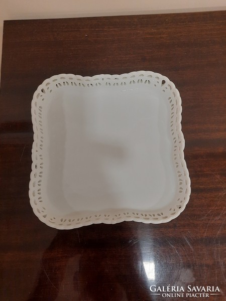 White Herend porcelain openwork rectangular serving bowl