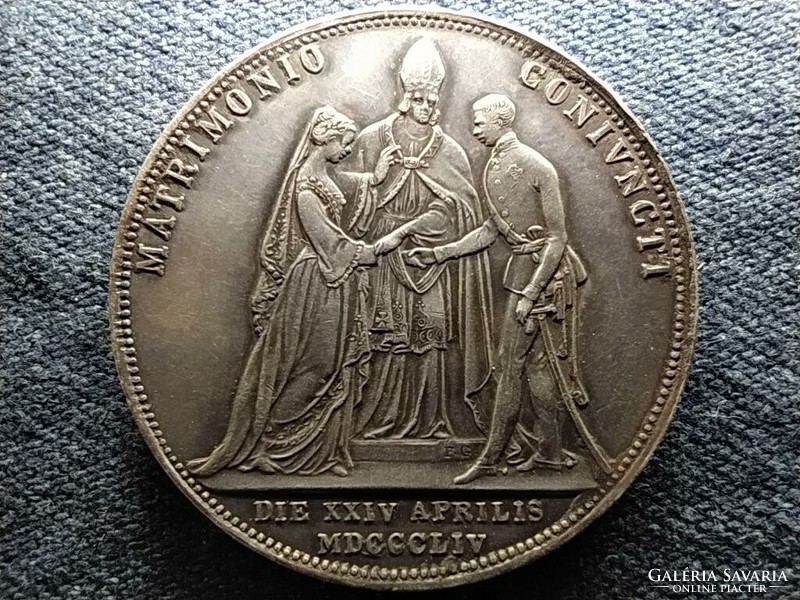 Austria József Ferenc and Sissy wedding anniversary .900 Silver 2 gulden 1854 a (id65334)