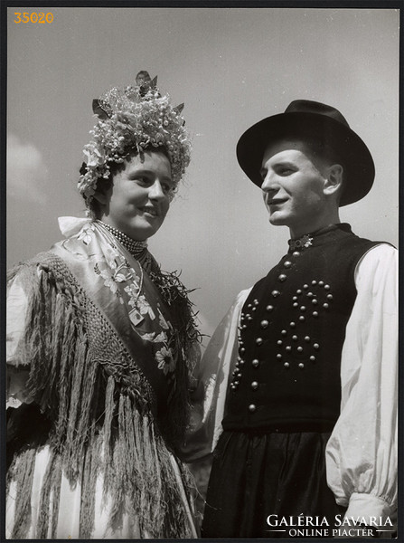 Larger size, photo art work by István Szendrő. A young couple from a civilian (Hajdú-Bihar county) folk village