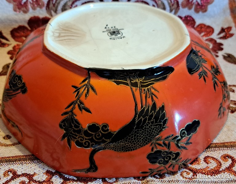 Crane bird, antique English faience bowl rarity (l3926)