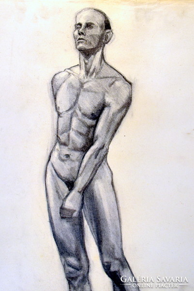 Sándor Tirpák (1884-?): Art Deco male nude study 1929