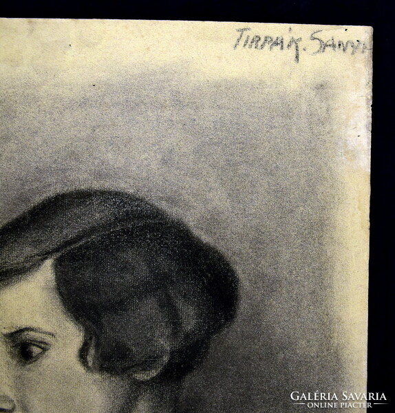 Sándor Tirpák (1884-?): Art Deco portrait of a young lady