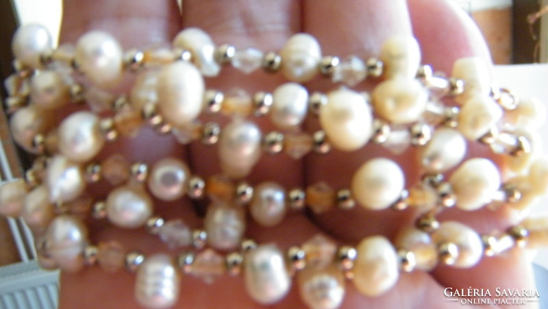 Real pearl necklace/100cm/ with small gold-plated spacers