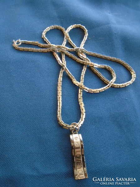 French solid long steel chain with love you pendant, very serious new jewelry