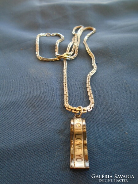 French solid long steel chain with love you pendant, very serious new jewelry
