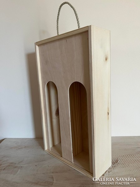New, wooden wine box, window design, for 2 bottles of wine