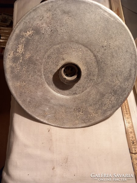 Old aluminum lamp with vinyl and porcelain fittings
