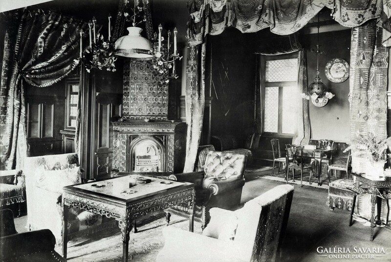 Hatalmas kobaltkék kastély cserépkályha MEISSENBŐL (1880-1900)