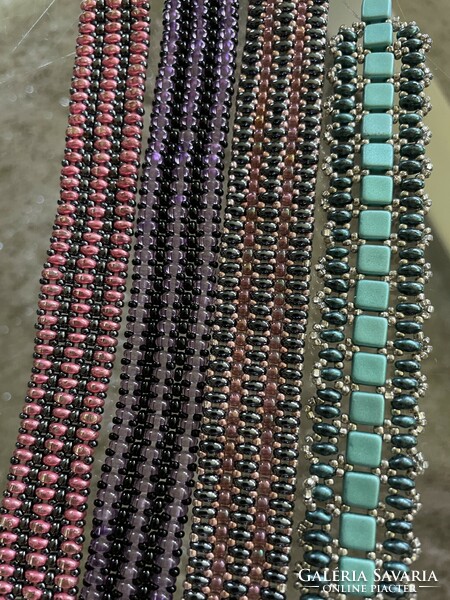 Beaded mauve, purple blue women's pearl bracelet handmade unique
