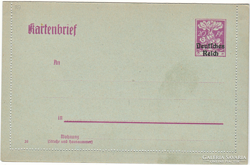 Német birodalom filatéliai termék 1920