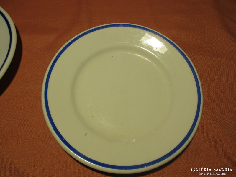 2 Zsolnay blue striped small plates