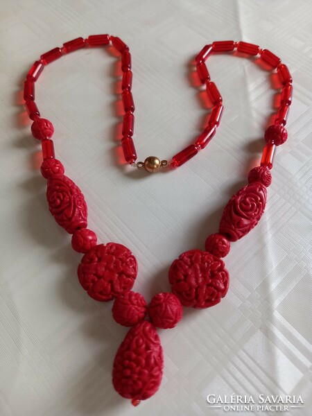 Vintage cinnabar necklace