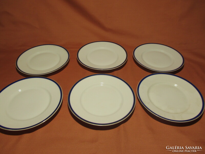 Zsolnay blue striped small plates with gilded edges 6 pcs