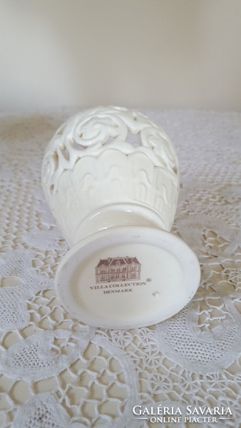 Wonderful openwork, lacy cream-white ceramic bowl, goblet