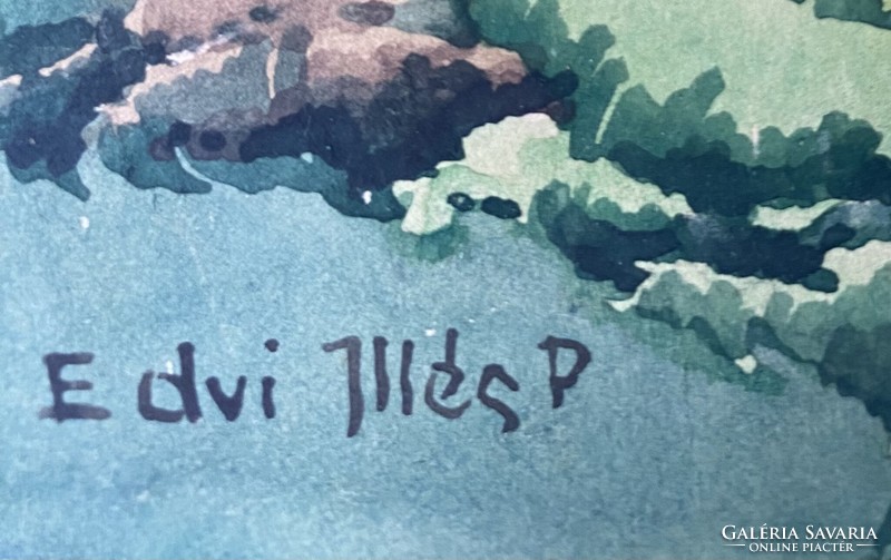 Edvi Illés Aladár: Tavaszi erdő - akvarell