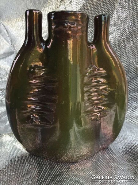 Zsolnay? Mid-century eozinos desing kerámia váza Pécsről