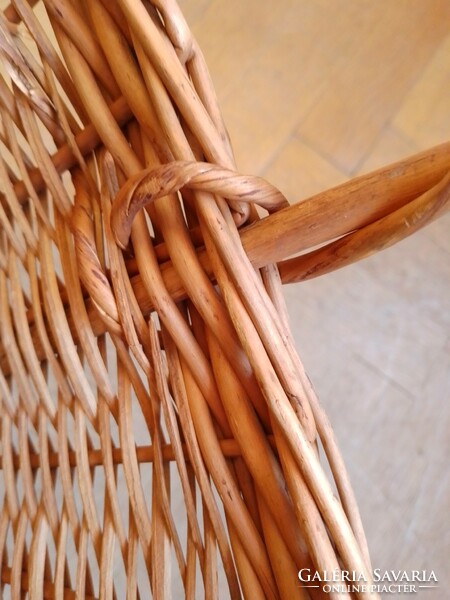 Large old hand-woven high-ear cane gift treat basket fruit storage holder 85 cm