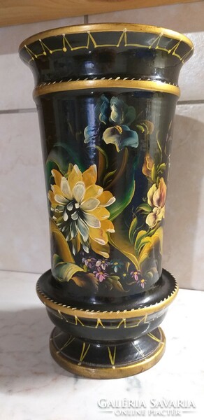 Hand painted wooden vase