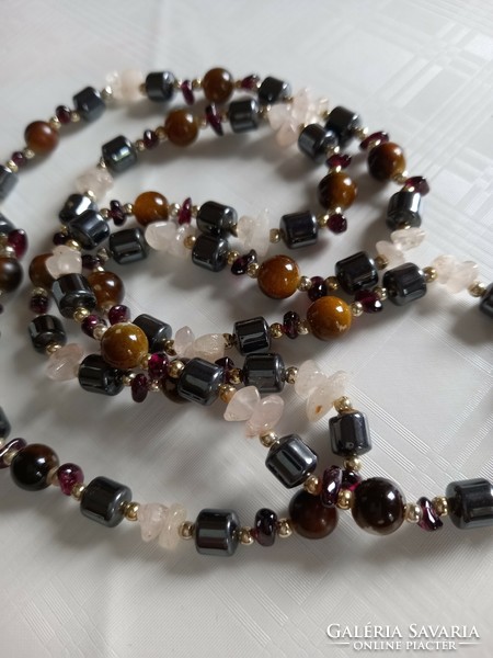 Genuine rye quartz hematite achat necklace