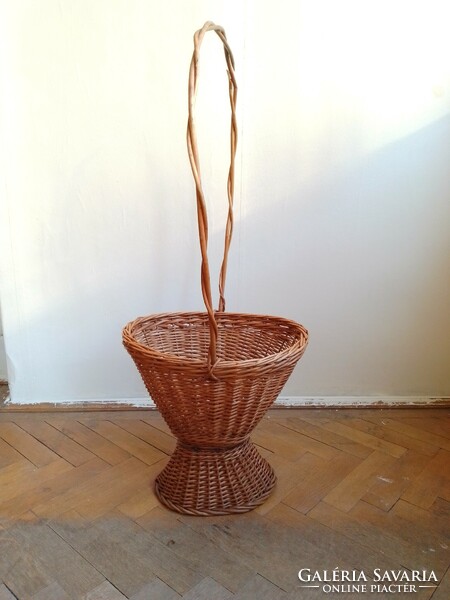 Large old hand-woven high-ear cane gift treat basket fruit storage holder 85 cm