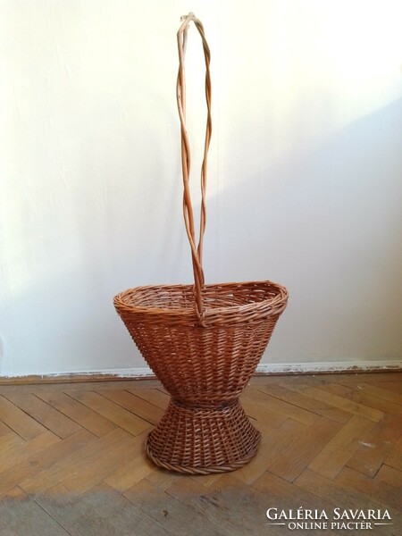 Large old hand-woven high-ear cane gift treat basket fruit storage holder 85 cm