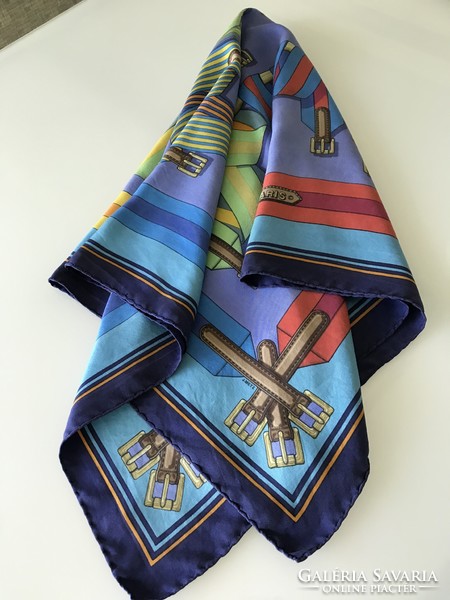 Vintage Hermès Paris silk scarf, designed by Joachim Metz, 1985.